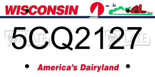 5CQ2127 Wisconsin License Plate