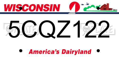 5CQZ122 Wisconsin License Plate
