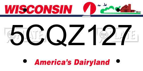 5CQZ127 Wisconsin License Plate