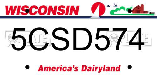 5CSD574 Wisconsin License Plate