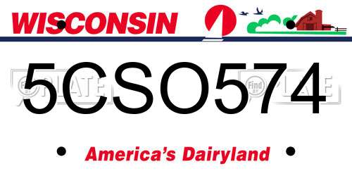 5CSO574 Wisconsin License Plate
