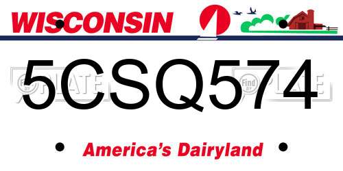 5CSQ574 Wisconsin License Plate