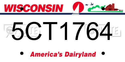 5CT1764 Wisconsin License Plate