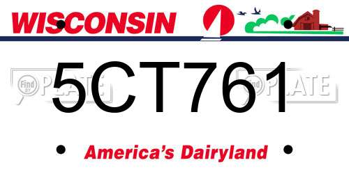 5CT761 Wisconsin License Plate