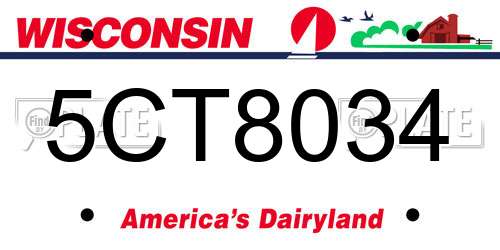 5CT8034 Wisconsin License Plate