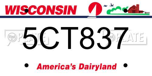 5CT837 Wisconsin License Plate
