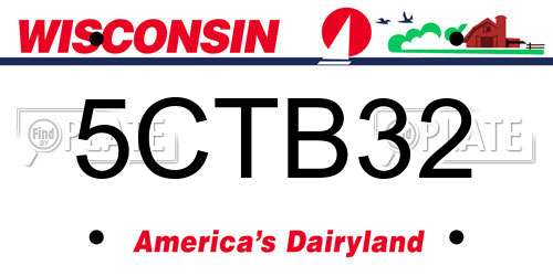 5CTB32 Wisconsin License Plate