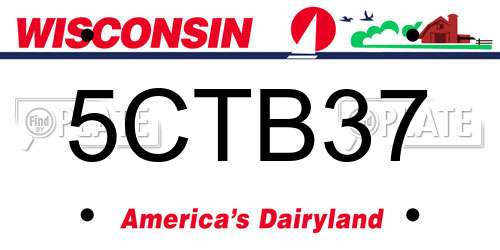 5CTB37 Wisconsin License Plate