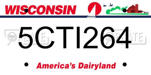 5CTI264 Wisconsin License Plate