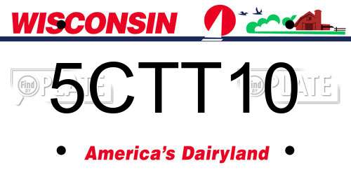 5CTT10 Wisconsin License Plate
