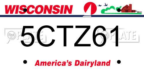 5CTZ61 Wisconsin License Plate
