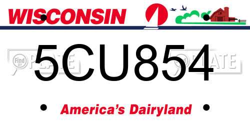 5CU854 Wisconsin License Plate