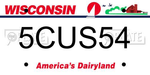 5CUS54 Wisconsin License Plate