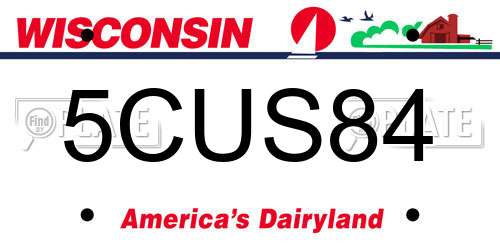 5CUS84 Wisconsin License Plate
