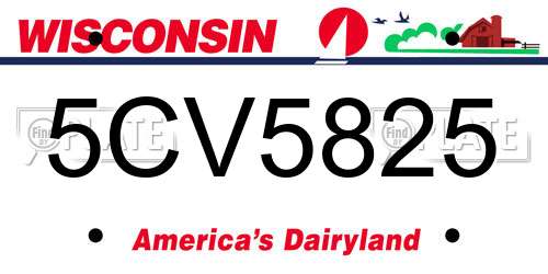 5CV5825 Wisconsin License Plate