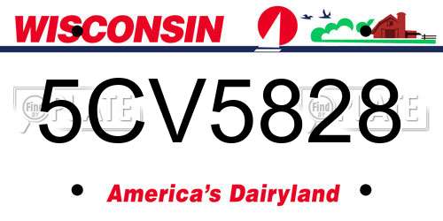 5CV5828 Wisconsin License Plate