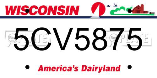 5CV5875 Wisconsin License Plate