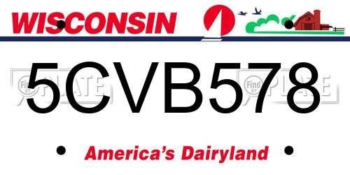5CVB578 Wisconsin License Plate