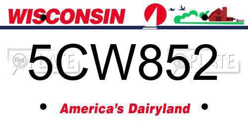 5CW852 Wisconsin License Plate