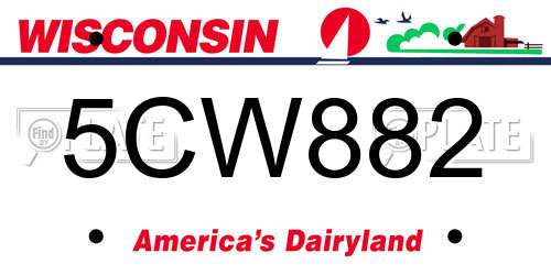 5CW882 Wisconsin License Plate