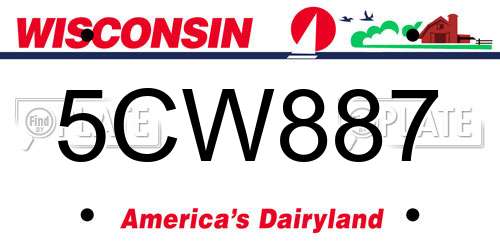 5CW887 Wisconsin License Plate