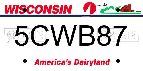 5CWB87 Wisconsin License Plate