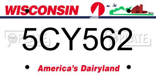 5CY562 Wisconsin License Plate