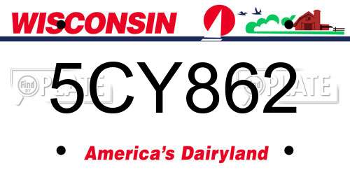 5CY862 Wisconsin License Plate