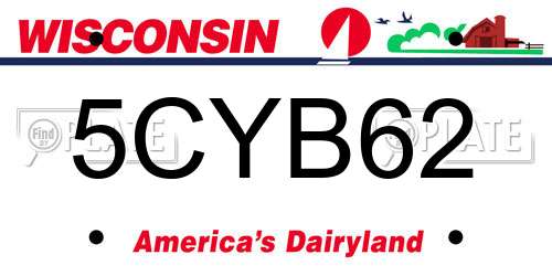 5CYB62 Wisconsin License Plate