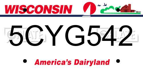 5CYG542 Wisconsin License Plate