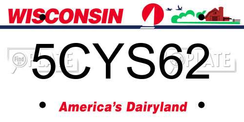 5CYS62 Wisconsin License Plate
