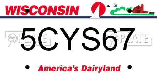 5CYS67 Wisconsin License Plate