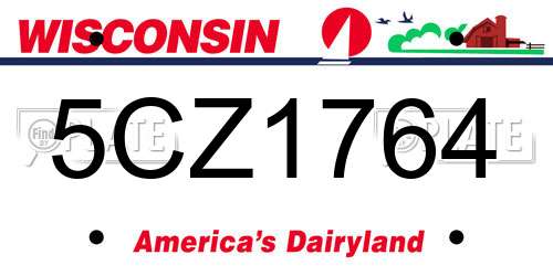 5CZ1764 Wisconsin License Plate