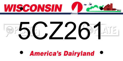 5CZ261 Wisconsin License Plate