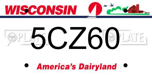 5CZ60 Wisconsin License Plate