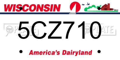 5CZ710 Wisconsin License Plate