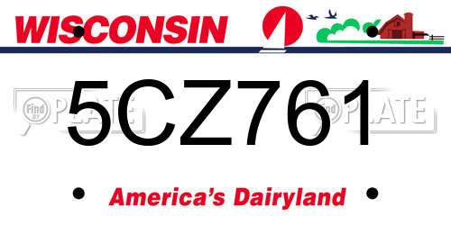 5CZ761 Wisconsin License Plate