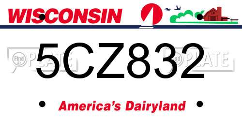 5CZ832 Wisconsin License Plate
