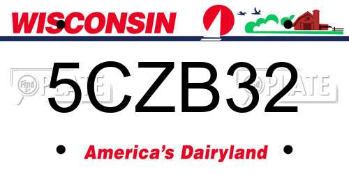 5CZB32 Wisconsin License Plate