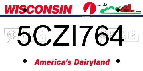 5CZI764 Wisconsin License Plate