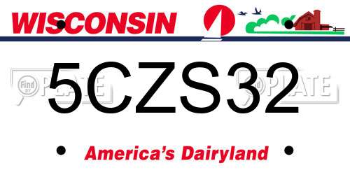 5CZS32 Wisconsin License Plate