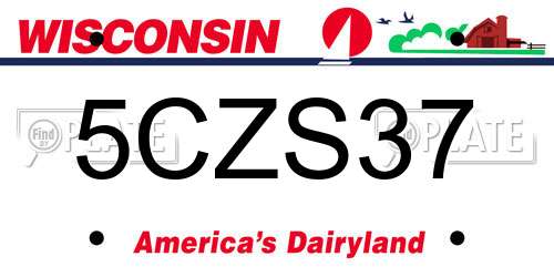 5CZS37 Wisconsin License Plate