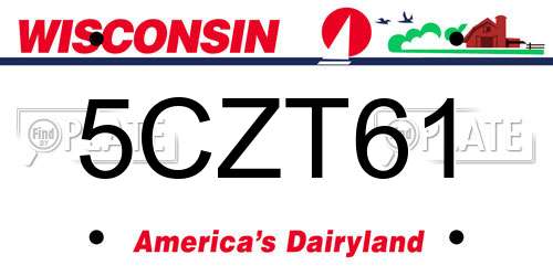 5CZT61 Wisconsin License Plate