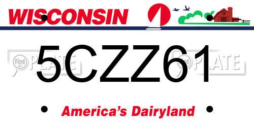 5CZZ61 Wisconsin License Plate