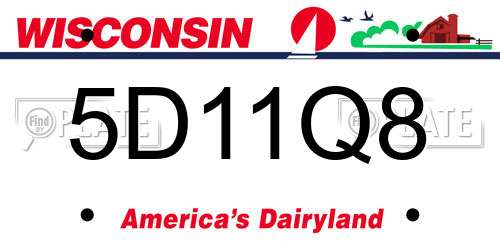 5D11Q8 Wisconsin License Plate