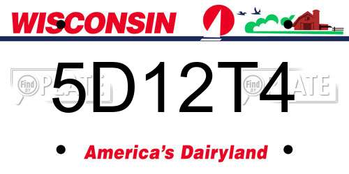 5D12T4 Wisconsin License Plate