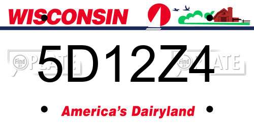 5D12Z4 Wisconsin License Plate