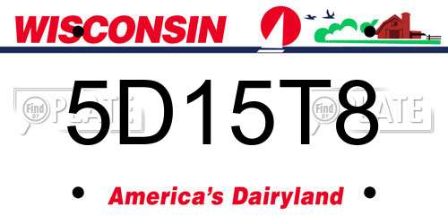 5D15T8 Wisconsin License Plate