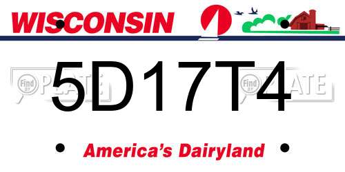 5D17T4 Wisconsin License Plate