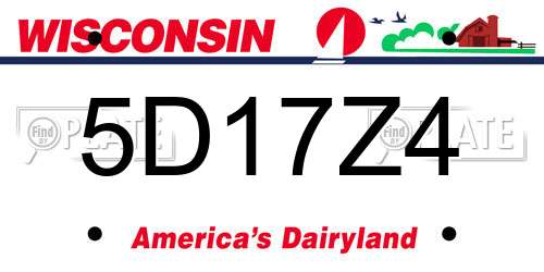 5D17Z4 Wisconsin License Plate